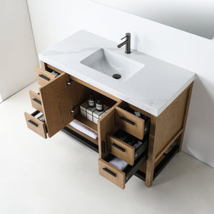 WINCHESTER 48” PECAN OAK WITH WHITE COUNTERTOP BATHROOM VANITY