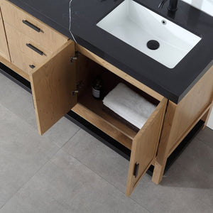 WINCHESTER 72” PECAN OAK WITH BLACK COUNTERTOP BATHROOM VANITY