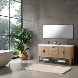 WINCHESTER 72” PECAN OAK WITH WHITE COUNTERTOP BATHROOM VANITY