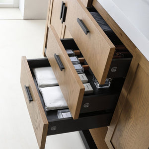 WINCHESTER 72” PECAN OAK WITH WHITE COUNTERTOP BATHROOM VANITY