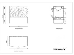 VEEMON 36” WALNUT BATHROOM VANITY