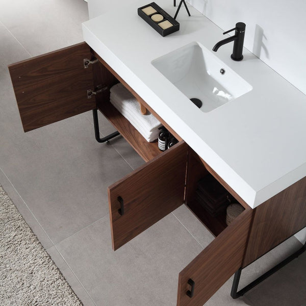 VEEMON 48” WALNUT BATHROOM VANITY