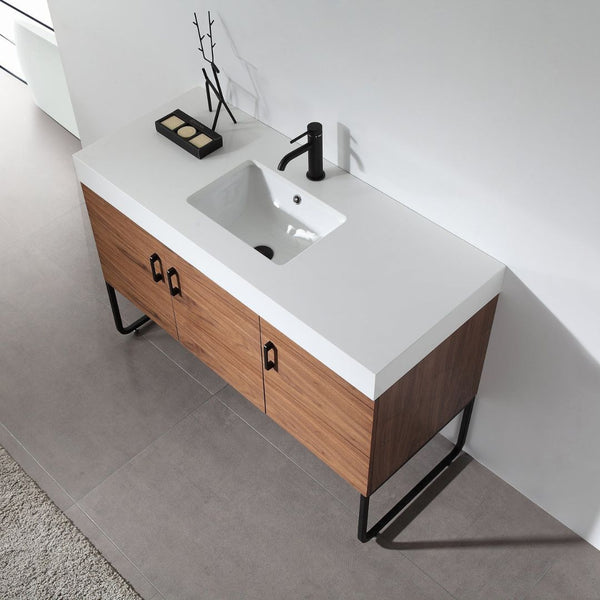 VEEMON 48” WALNUT BATHROOM VANITY