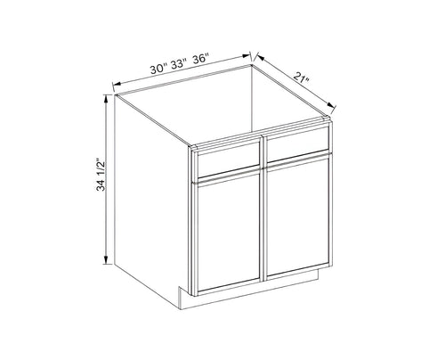 Slim Dove White Double Vanity Sink Base Cabinet