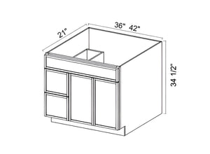 Slim Shaker Oak- Vanity Sink Drawer Base Cabinet (Left Drawer)