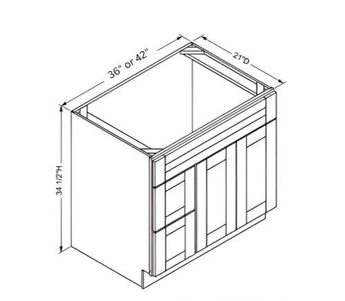 Greek Blue Vanity Sink Drawer Base Cabinet ( Left Drawer )