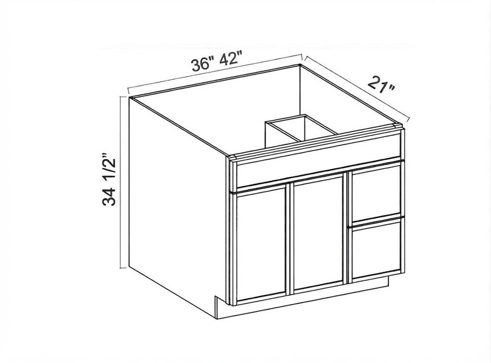 Slim Shaker White- Vanity Sink Drawer Base Cabinet ( Right Drawer )