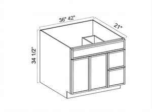 Slim Shaker White- Vanity Sink Drawer Base Cabinet ( Right Drawer )