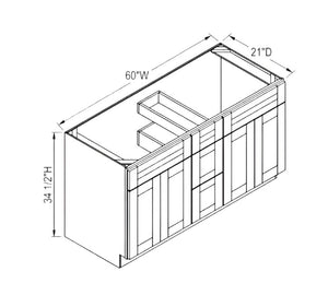 Slim Shaker Oak- Vanity Sink Drawer Base Cab