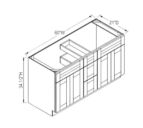 Slim Shaker Oak- Vanity Sink Drawer Base Cab