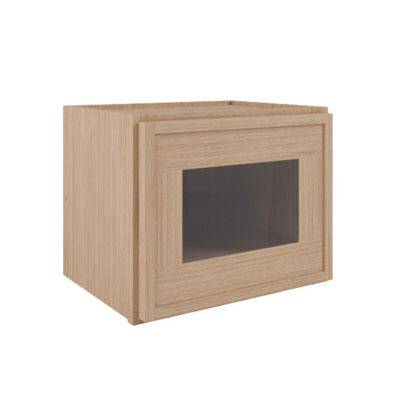 Slim Shaker Oak 12W" Single Door Wall Cabinet with Wall Glass Door