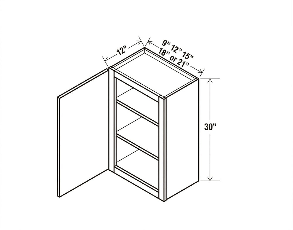 Midnight Glass 30"H Single  Door Wall Cabinet