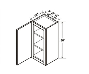 Midnight Glass 36"H Single Door Wall Cabinet