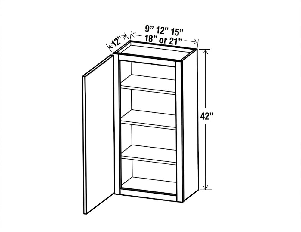 Midnight Glass 42"H Single Door Wall Cabinet