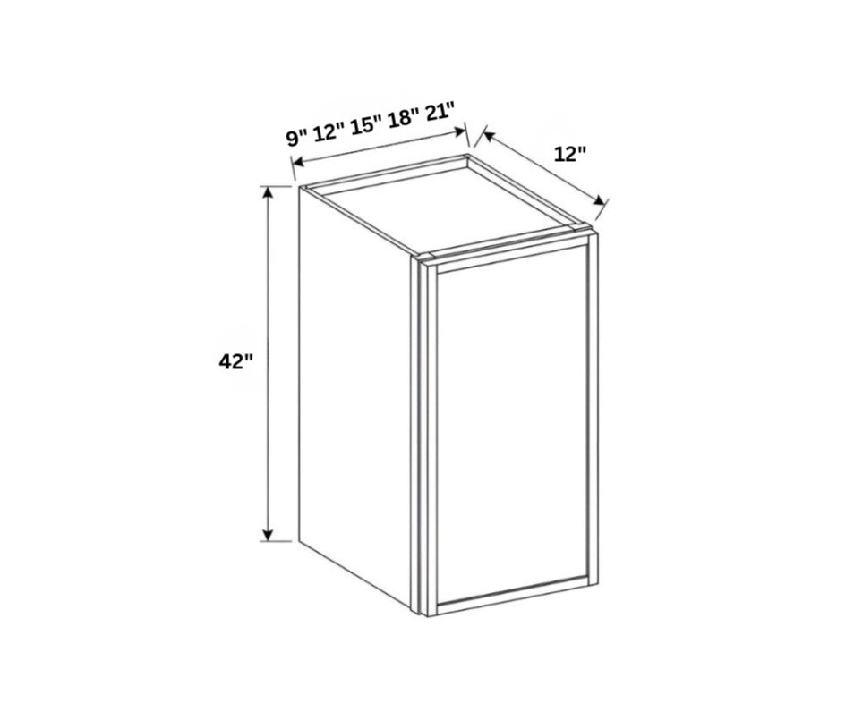 Slim Shaker Oak- 42"H Single Door Wall Cabinet