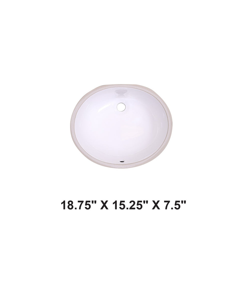 White-Undermount Oval Ceramic Sink