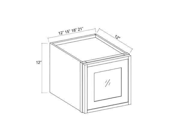 Slim Shaker White 12"H Wall Cabinet Single Glass Door