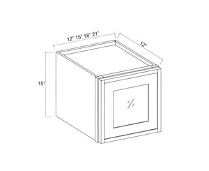 Slim Shaker White 15"H Wall Cabinet Single Glass Door