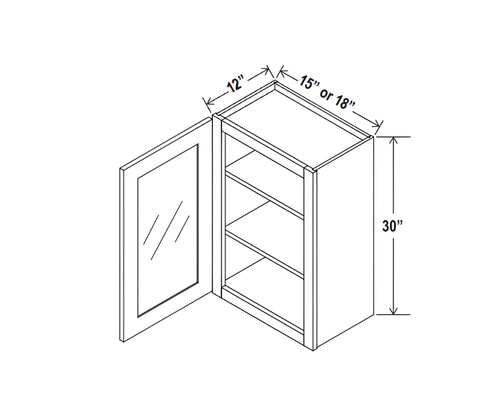 Treasure Chest- 30" H Single Door Wall Cabinet with Glass Door