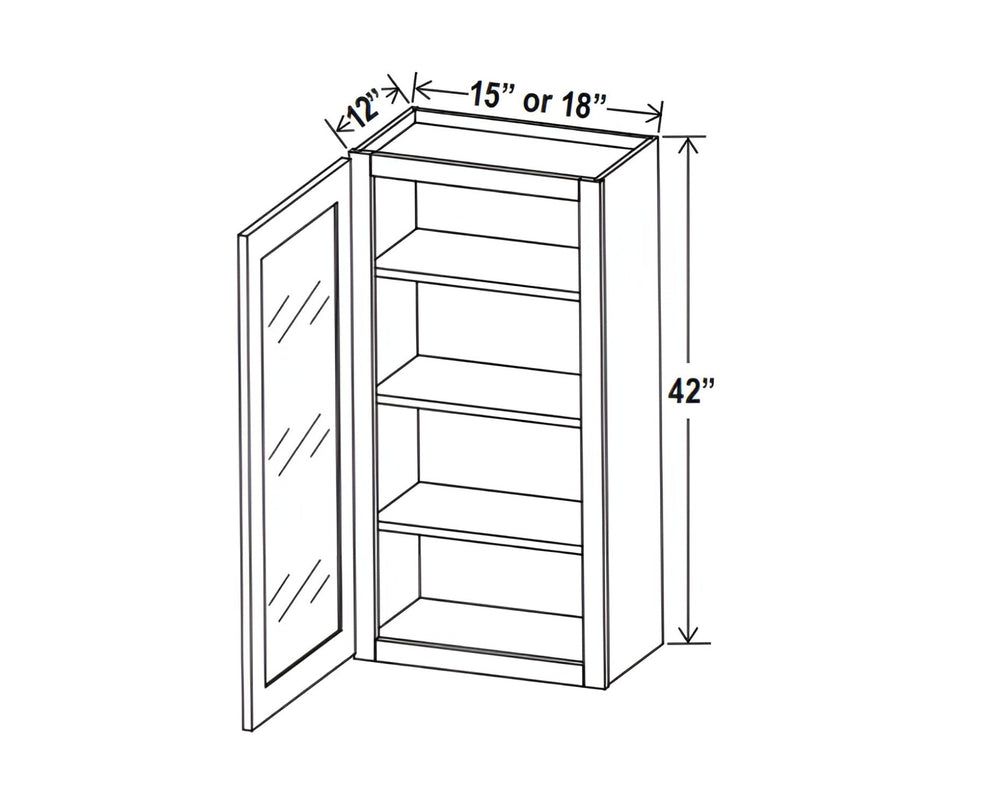 Aspen Charcoal Gray 42″ H Single Door Wall Cabinet with Glass Door