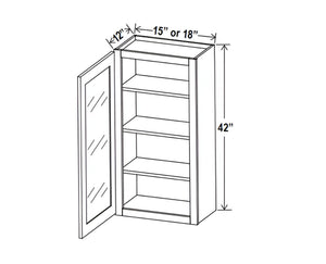 Aspen Charcoal Gray 42″ H Single Door Wall Cabinet with Glass Door