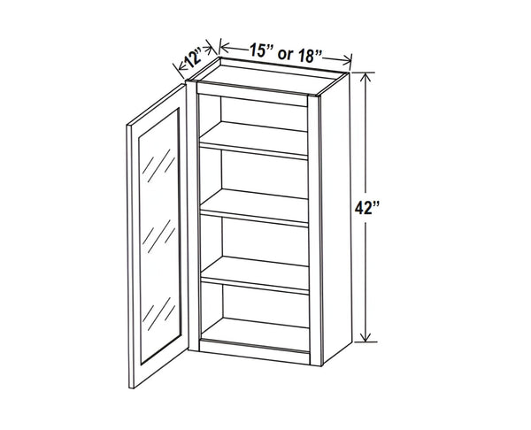 Aspen Charcoal Gray 42″ H Single Door Wall Cabinet with Glass Door