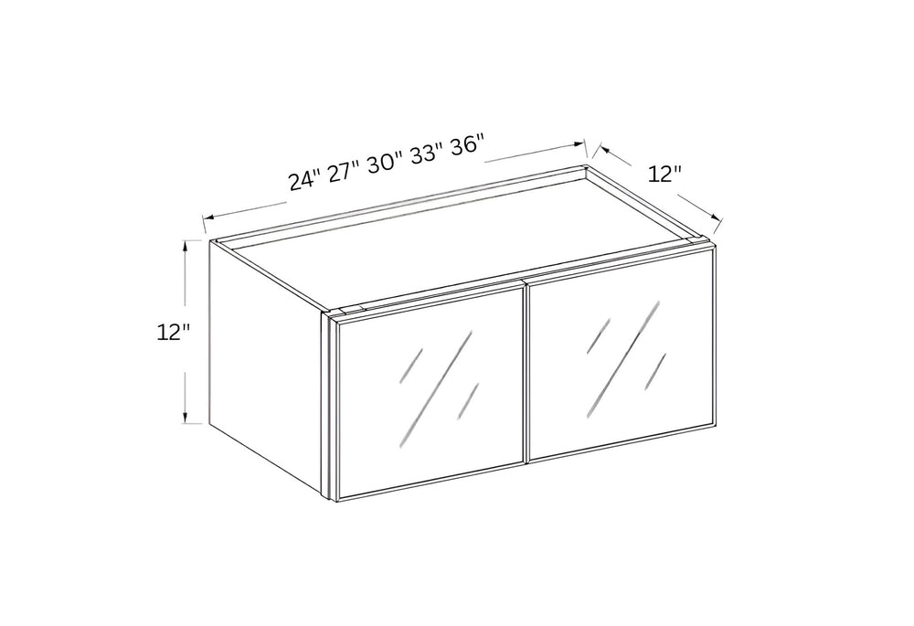 Slim Iron Black- 12" H Wall Cabinet Double Glass Doors