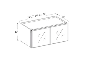 Slim Iron Black- 12" H Wall Cabinet Double Glass Doors