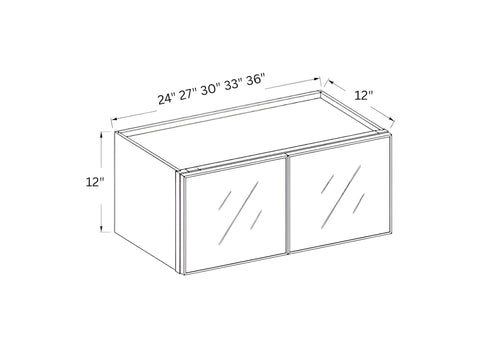 Slim Iron Black- 12" H Wall Cabinet Double Glass Doors
