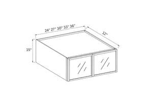 Slim Shaker White 15"H Wall Cabinet Double Glass Doors