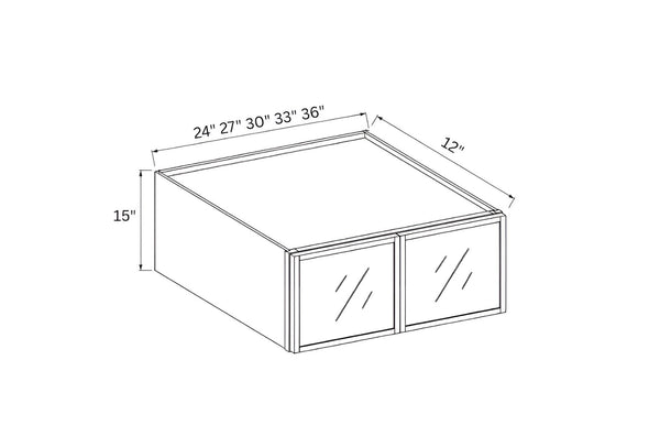 Slim Shaker White 15"H Wall Cabinet Double Glass Doors