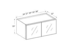 Slim Iron Black- 15"H Wall Cabinet Double Glass Doors