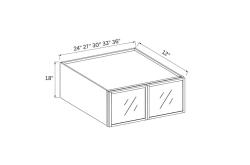 Slim Dove White- 18"H Double Door Wall Cabinet with Glass Door