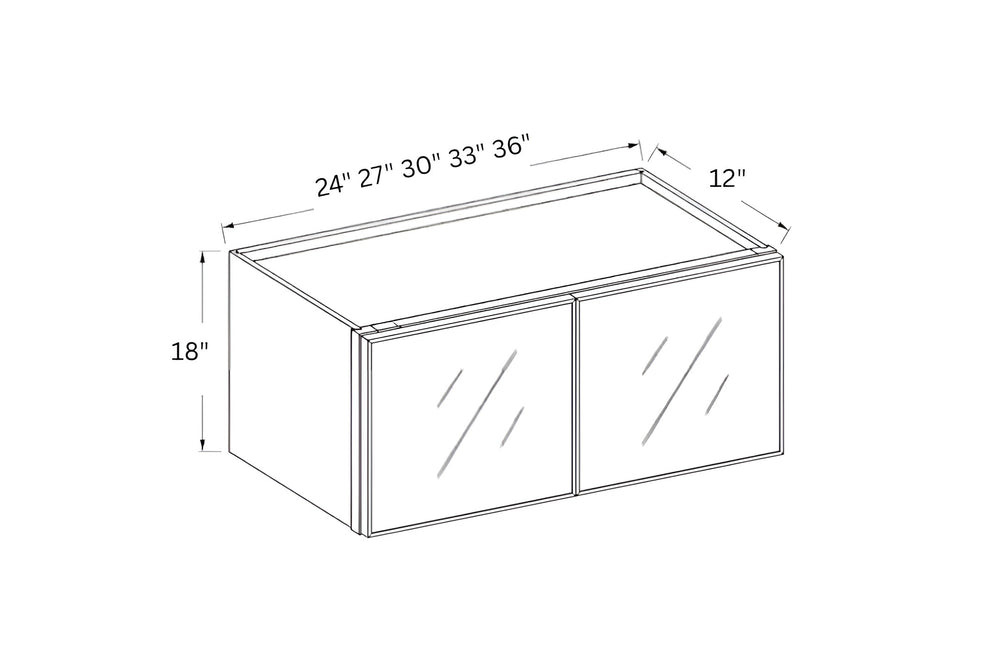 Slim Aston Green- 18"H Double Door Wall Cabinet with Glass Door