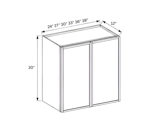 Slim Iron Black- 30"H Double Door Wall Cabinet