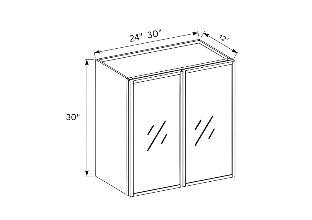Slim Shaker White 30" H Double Door Wall Cabinet with Glass Door
