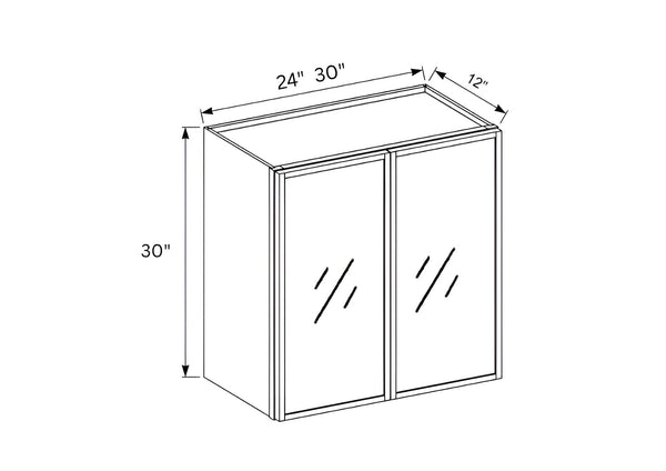 Slim Shaker White 30" H Double Door Wall Cabinet with Glass Door