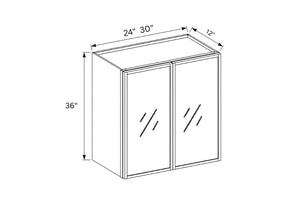 Slim Shaker White 36" H Double Door Wall Cabinet with Glass Door