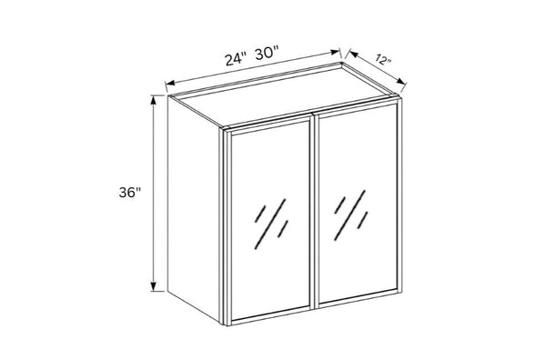 Slim Shaker White 36" H Double Door Wall Cabinet with Glass Door
