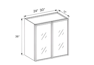 Slim Shaker White- 36″ H Double Door Wall Cabinet with Glass Door