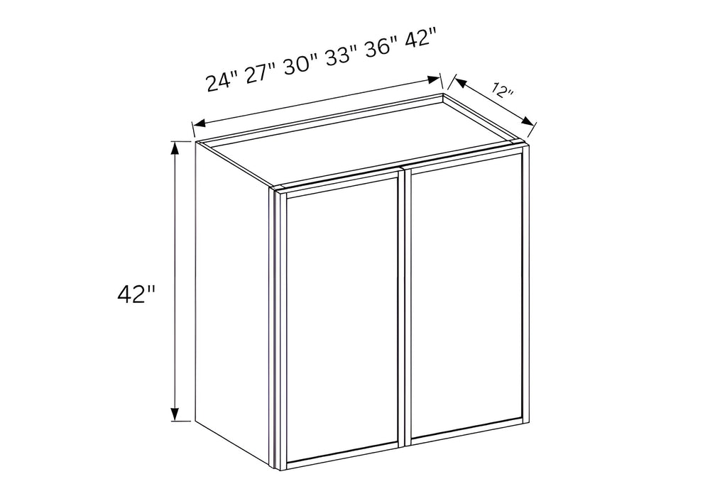 Slim Shaker White- 42"H Double Door Wall Cabinet