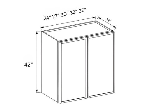 Slim Dove White- 42"H Double Door Wall Cabinet