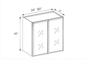 Slim Shaker Oak- 42″H Double Door Wall Cabinet with Glass Door