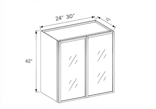 Slim Shaker Oak- 42″H Double Door Wall Cabinet with Glass Door