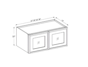 Slim Shaker White- 12"H Wall Cabinet Double Glass Door