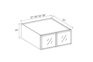 Slim Shaker White- 15"H Wall Cabinet Double Glass Door