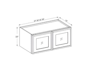 Slim Shaker White- 15"H Wall Cabinet Double Glass Door