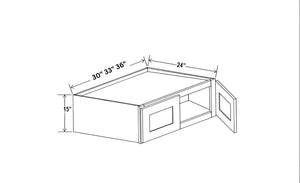 Smokey Ash- 15"H Refrigerator Wall Cabinet with Double Door