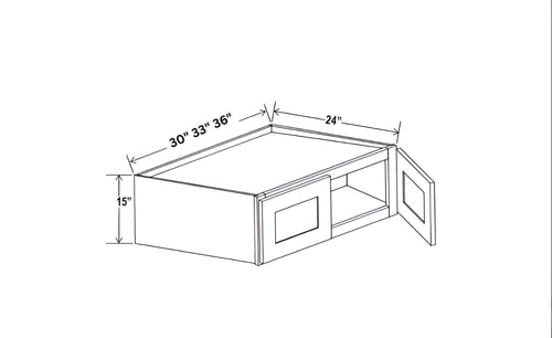 Smokey Ash- 15"H Refrigerator Wall Cabinet with Double Door