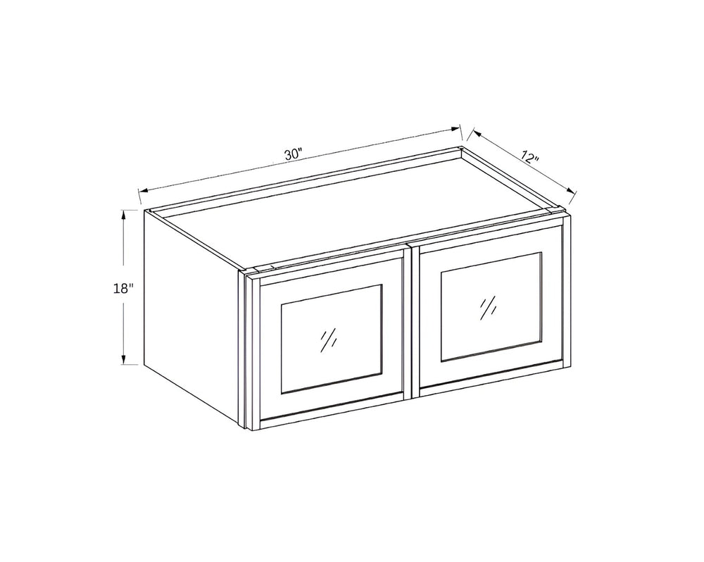 Slim Shaker White 18"H Double Door Wall Cabinet with Glass Door